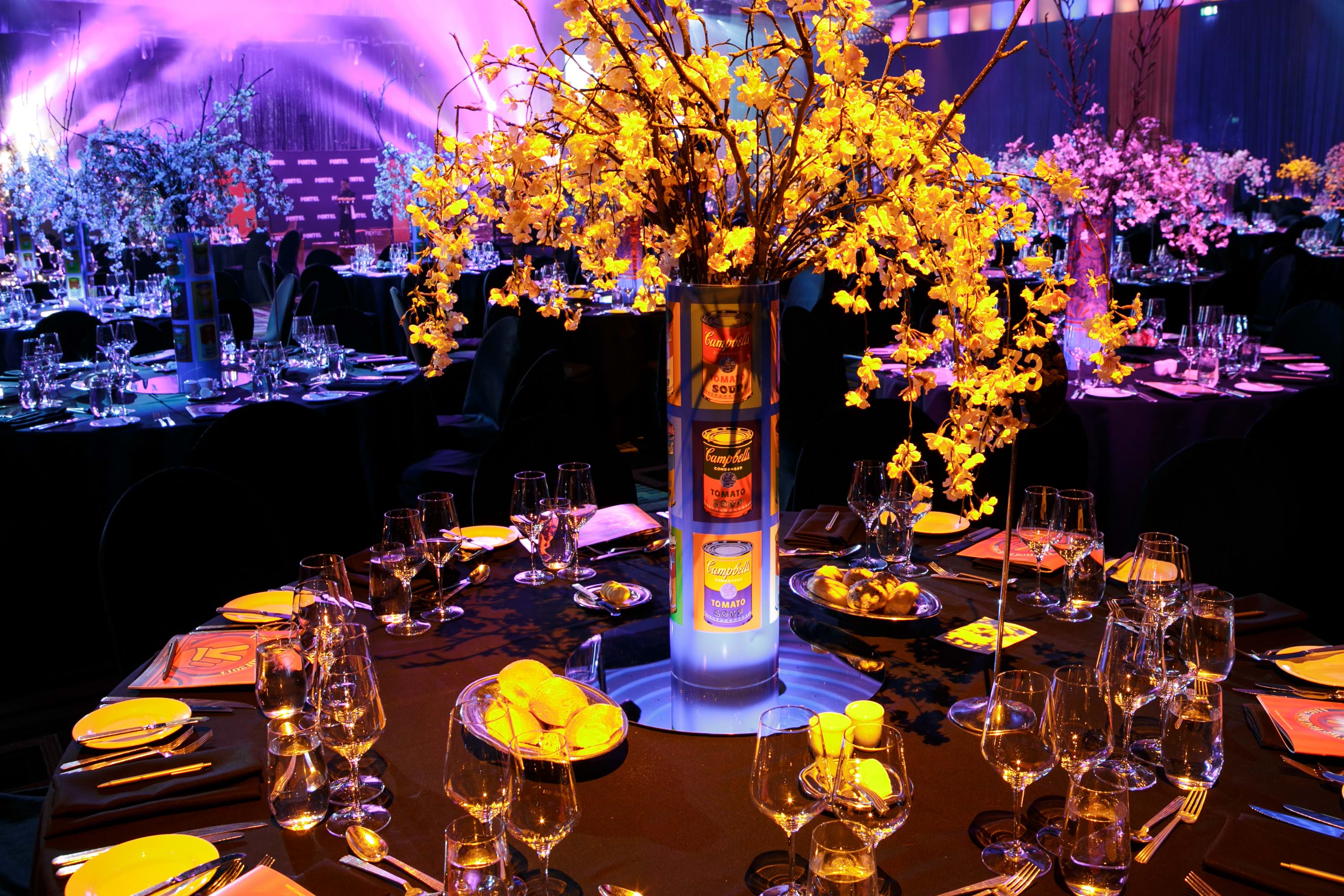Red Ball Melbourne 2014 60s inspired table setting.