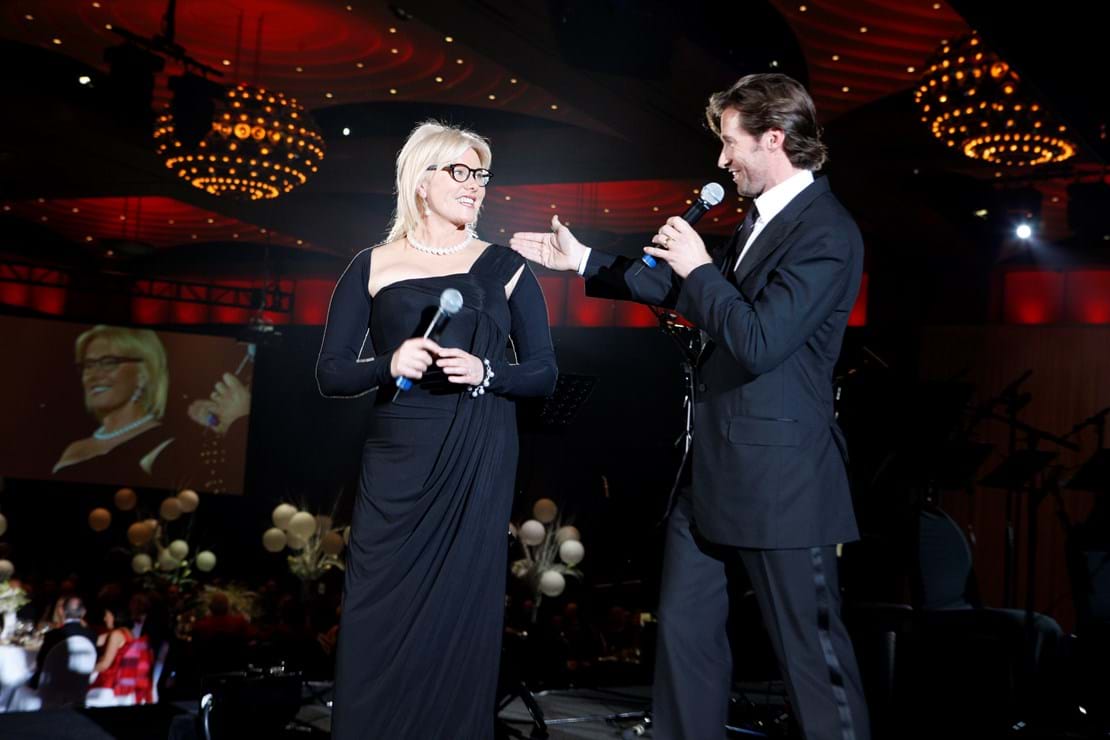 Red Ball Melbourne hosts and Patrons of Fight Cancer Foundation Deborra-lee Furness and Hugh Jackman.